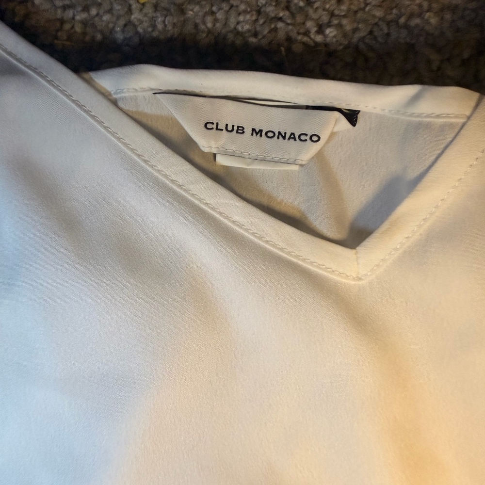 Club Monaco Cream V-Neck Blouse